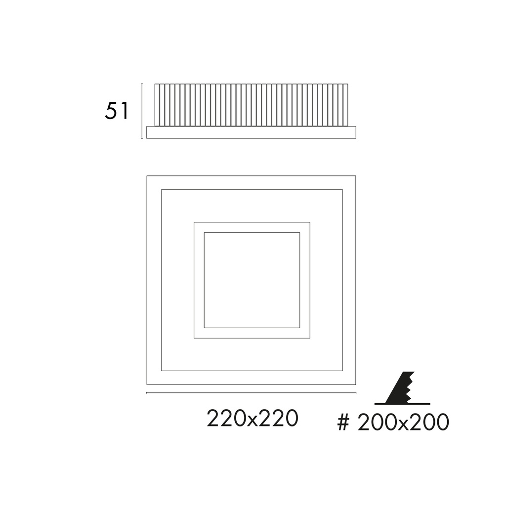 SQUARE IP44 # 200x200MM R.C