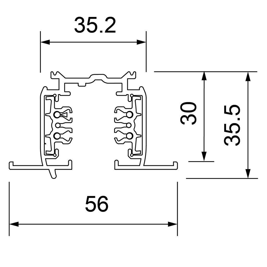 RAIL TRIPHASE ENCASTRE 2000MM