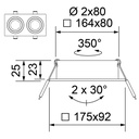 TWIST 80 2X SQUARE PLAN Ø 164x80MM