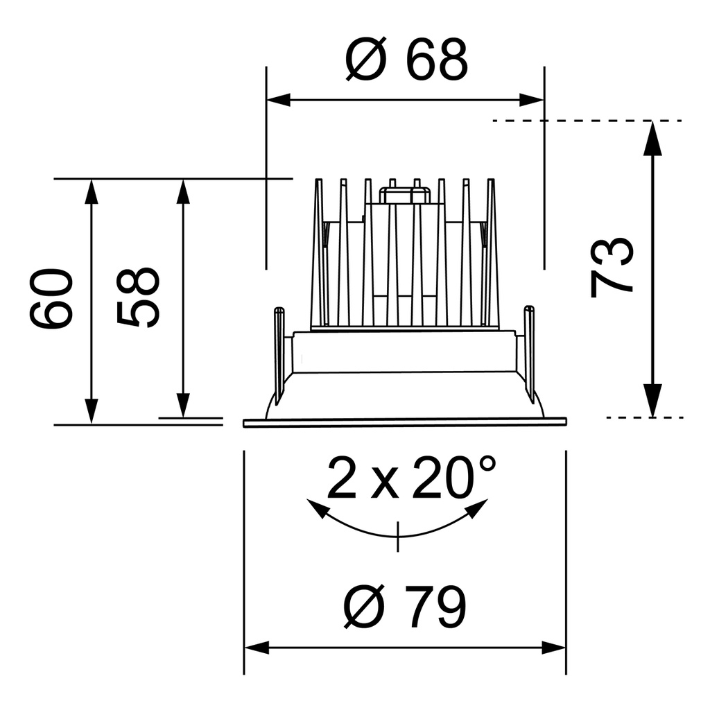 CONCAVE DOWNLIGHT ENCASTRÉ Ø 68MM